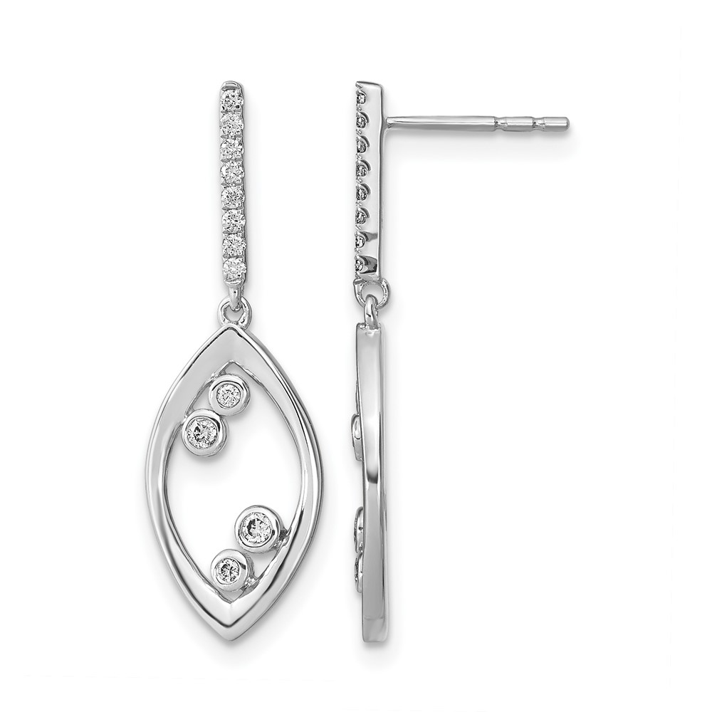 EM6826-016-WA.jpg 14k White Gold Polished Fancy 1/6 carat Diamond Dangle Post Earrings - Image 1