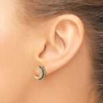 14k Polished Moon Sapphire and Diamond Post Earrings - Image 3