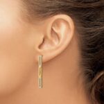 14k Polished 3 Rectangle Link 1/2 carat Diamond Post Earrings - Image 3