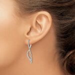 14k White Gold Diamond Wing Hinged Hoop Dangle Earrings - Image 3