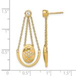 14k Satin/Polished 1/3 carat Diamond Oval with Chain Dangle Post Earrings - Image 4