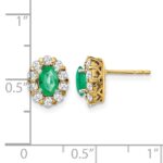 14k 6x4mm Oval Emerald and 3/4 carat Diamond Halo Post Earrings - Image 4