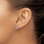 14k White Gold Amethyst and Diamond Heart Earrings - Image 3