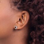 14k White Gold Garnet and Diamond Heart Earrings - Image 3