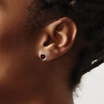 14k White Gold Garnet and Diamond Heart Earrings - Image 3