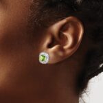 Sterling Silver Rhodium Plated Peridot Earrings - Image 3