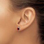 14k White Gold Princess Garnet and Diamond Earrings - Image 3