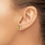 14k White Gold Cushion Citrine and Diamond Halo Earrings - Image 3
