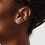 14k White Gold Cushion Blue Topaz and Diamond Earrings - Image 3