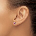 14k White Gold 4x3mm Pear Ruby and Diamond Post Earrings - Image 3