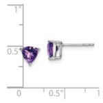 14k White Gold Trillion Amethyst Earrings - Image 4