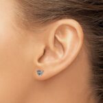 14k White Gold 5mm Trillion Mystic Fire Topaz Post Earrings - Image 3