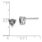 14k White Gold 5mm Trillion Mystic Fire Topaz Post Earrings - Image 4