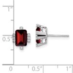 14k White Gold Emerald-shape Garnet and Diamond Earrings - Image 2