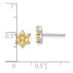 14k White Gold Citrine Floral Post Earrings - Image 4