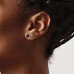 14k White Gold Garnet Floral Post Earrings - Image 3