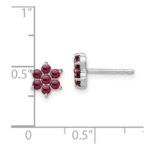 14k White Gold Garnet Floral Post Earrings - Image 4