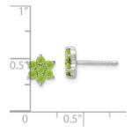 14k White Gold Peridot Floral Post Earrings - Image 4