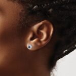 10k White Gold Cushion Sapphire Earrings - Image 3