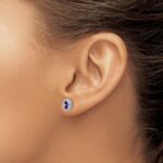 14k White Gold Oval Amethyst Post Earrings - Image 3