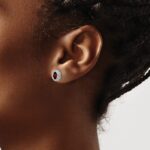 10k White Gold Oval Garnet Post Earrings - Image 3
