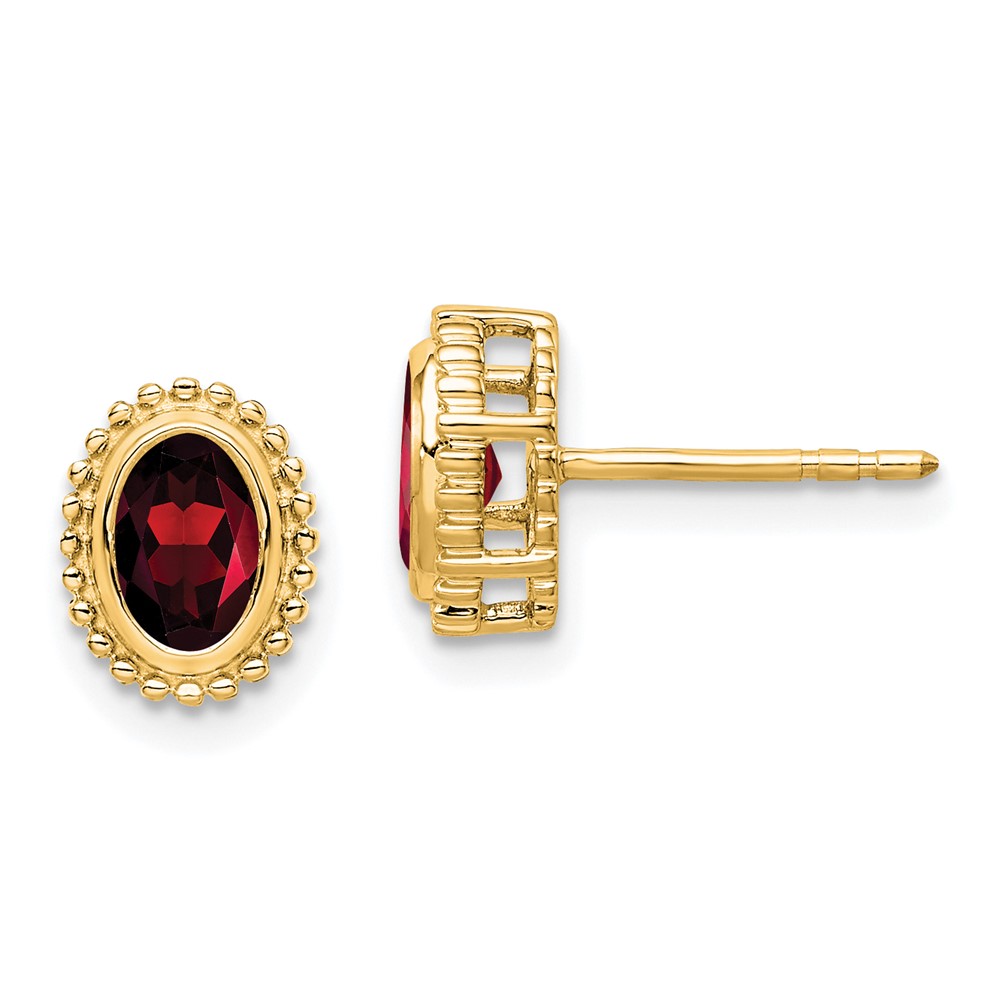EM7202-GA-1Y.jpg 10k Oval Garnet Post Earrings - Image 1