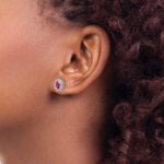 14k White Gold 5x3mm Oval Ruby Post Earrings - Image 3