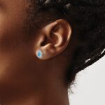 14k White Gold Pear Blue Topaz Post Earrings - Image 3
