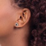 14k White Gold Pear Garnet Post Earrings - Image 3