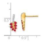 14k Ruby and Diamond Leaf Post Earrings - Image 4
