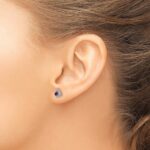 14k White Gold 3mm Round June/Rhodolite Garnet Triangle Post Earrings - Image 3