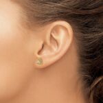 14k 3mm Round April/White Topaz Triangle Post Earrings - Image 3