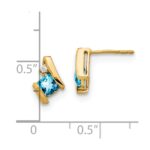10k Yellow Gold Cushion Blue Topaz and Diamond Earrings - Image 4