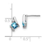 Sterling Silver Antique Cushion Blue Topaz and Diamond Earrings - Image 4