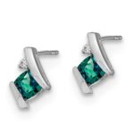 10k White Gold Cushion Cr. Alexandrite and Diamond Earrings - Image 2