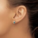 14k White Gold 4mm Cushion June/Lab Created Alexandrite and Diamond Post Earrings - Image 3