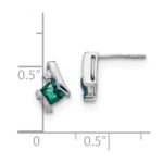 14k White Gold 4mm Cushion June/Lab Created Alexandrite and Diamond Post Earrings - Image 4