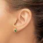 10k Yellow Gold Cushion Cr. Emerald and Diamond Earrings - Image 3