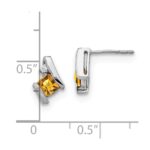 10k White Gold Cushion Citrine and Diamond Earrings - Image 4