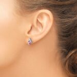 10k White Gold Cushion Cr. Pink Sapphire and Diamond Earrings - Image 3
