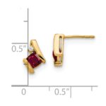 10k Yellow Gold Cushion Cr. Ruby and Diamond Earrings - Image 4