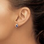 10k White Gold Cushion Cr. Sapphire and Diamond Earrings - Image 3