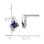 10k White Gold Cushion Cr. Sapphire and Diamond Earrings - Image 4