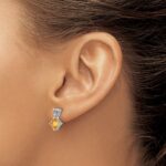 14k White Gold 6mm Cushion November/Citrine and Diamond Heart Post Earrings - Image 3