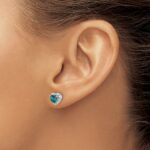Sterling Silver Rhodium-plated Created Alexandrite/Diamond Earrings - Image 3