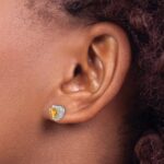 Sterling Silver Rhodium-plated Citrine and Diamond Earrings - Image 3