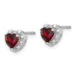 Sterling Silver Rhodium-plated Created Ruby and Diamond Earrings - Image 2