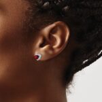 Sterling Silver Rhodium-plated Garnet and Diamond Earrings - Image 3