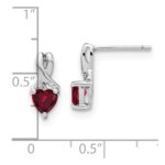 Sterling Silver Rhodium-plated Created Ruby and Diamond Earrings - Image 2