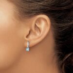 14k White Gold 5x3 Oval March/Aquamarine and Diamond Dangle Post Earrings - Image 3